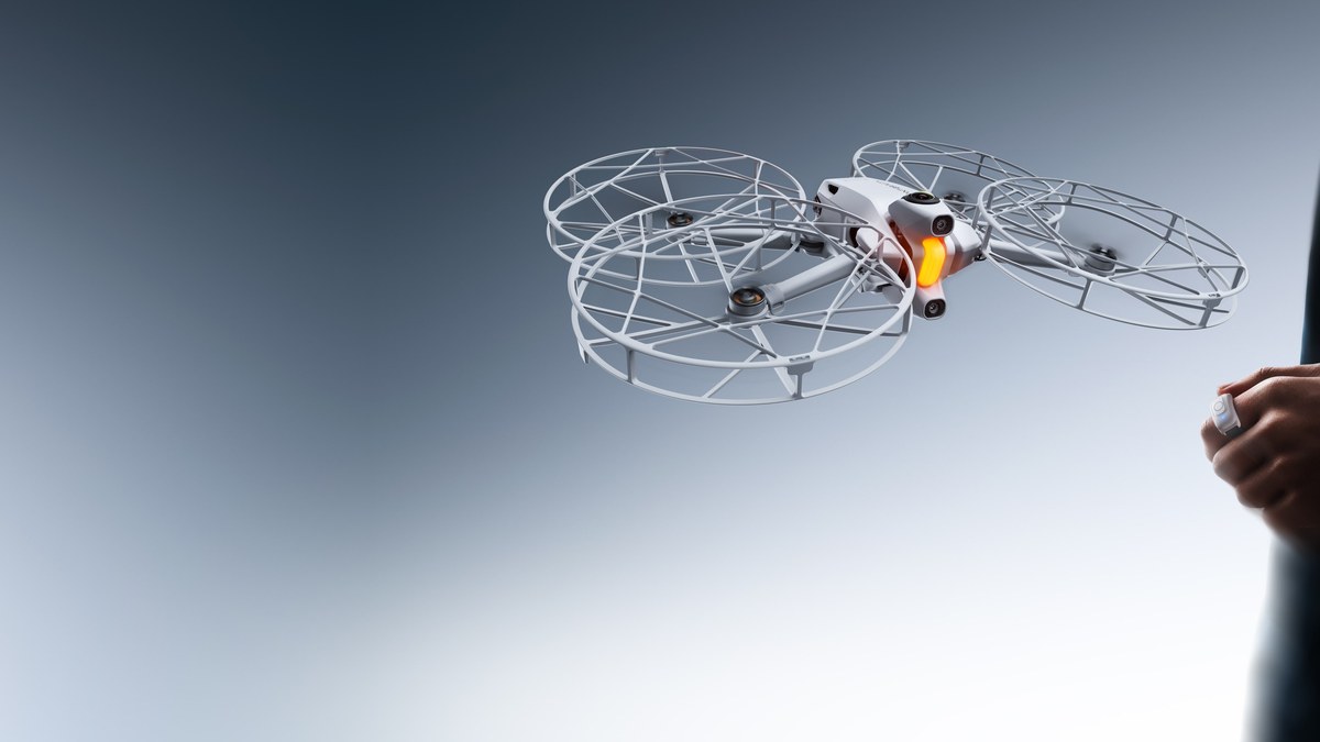 Antigravity A1 drone hovering with propeller guards, official Antigravity image