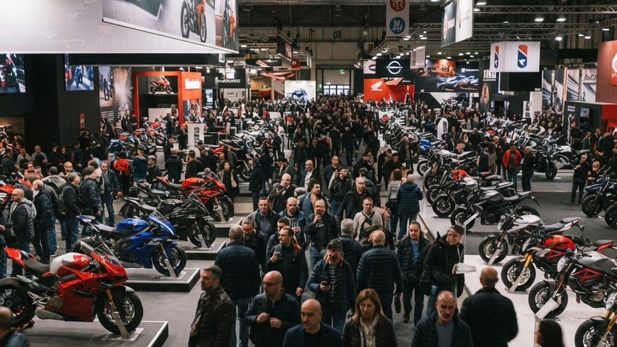 Motorcycle trade show hall in Milan