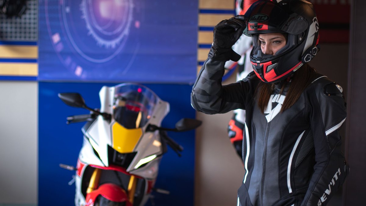 Motorcycle helmet with Sena intercom system installed for touring
