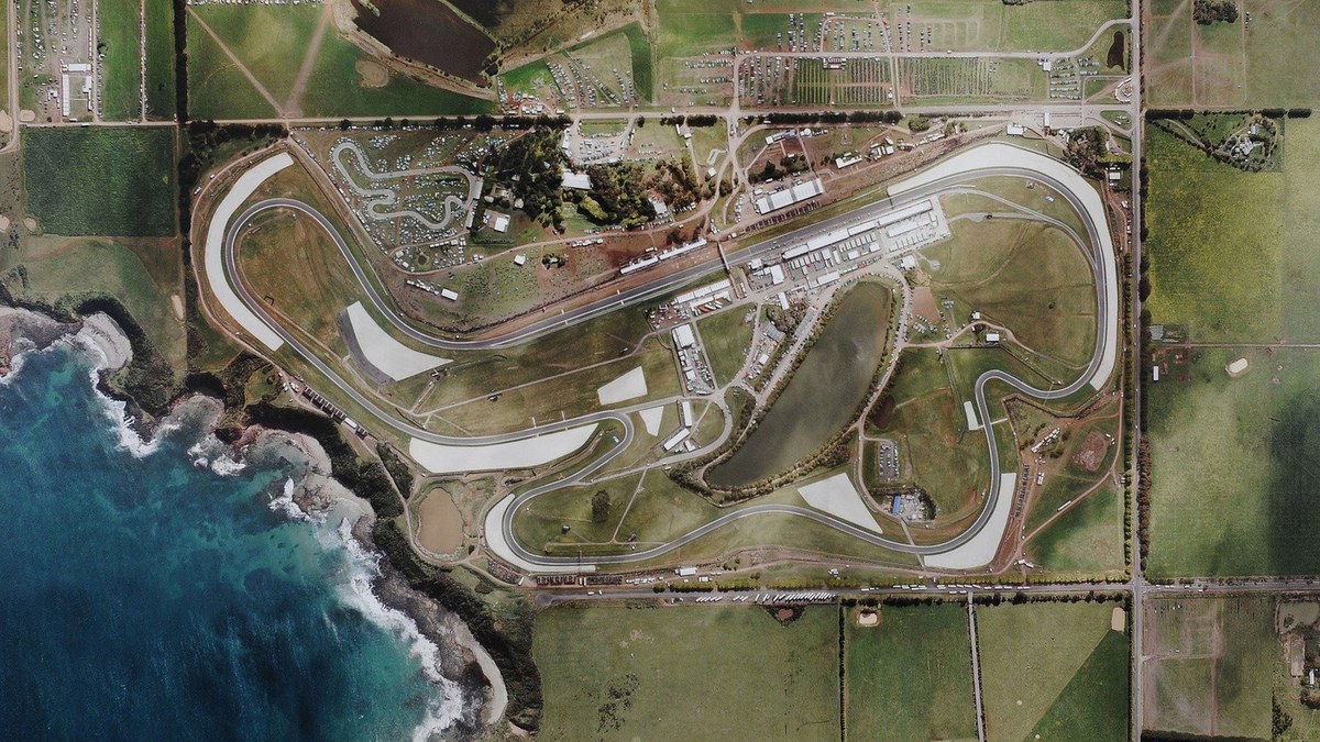 Aerial view of Phillip Island circuit, official MotoGP photo