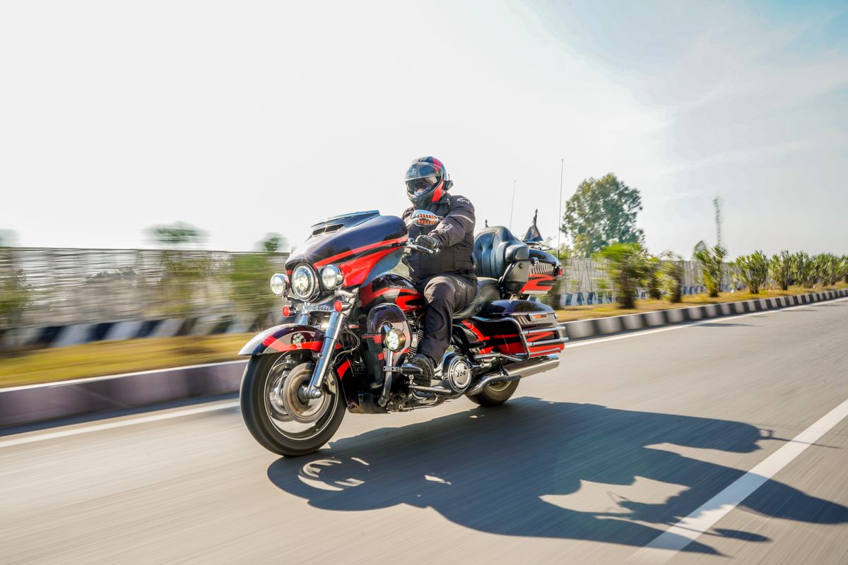 Motorcycle touring on a highway