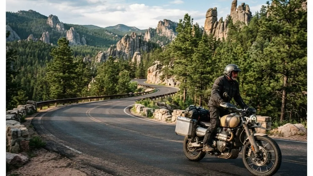 Adventure motorcycle riding through South Dakota’s Black Hills
