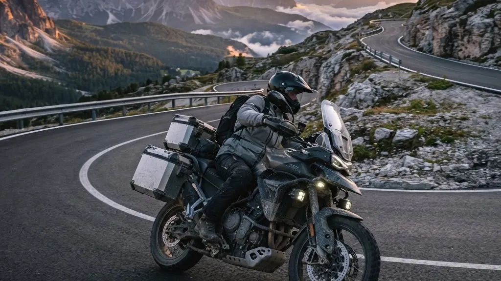 ZXMoto 820X adventure motorcycle on a mountain road