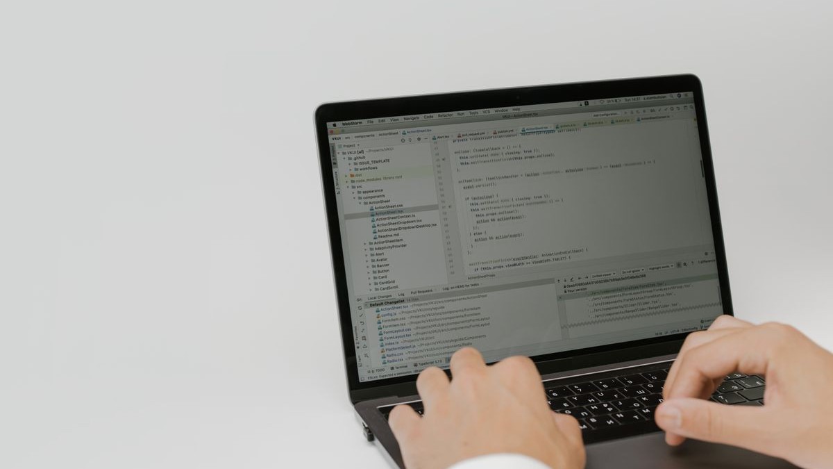 Working on a laptop