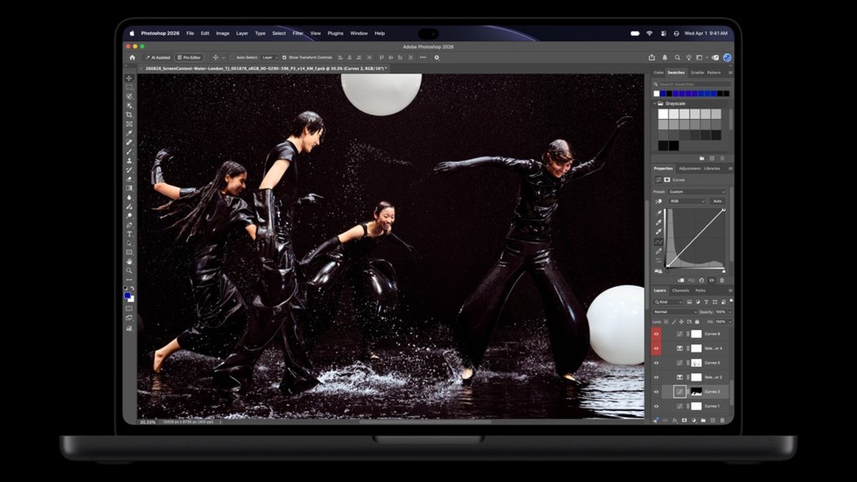 MacBook Pro with PROLED XDR Display running Adobe Photoshop, Image: Property of Apple