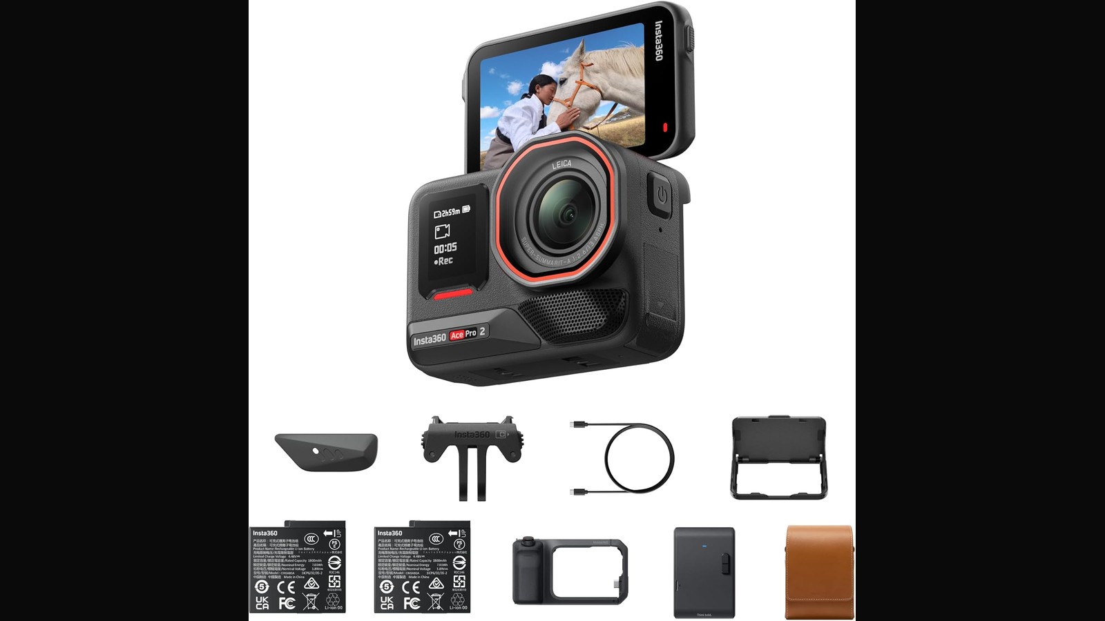 Insta360 Ace Pro 2 and GoPro HERO13 action cameras mounted on a motorcycle showing different mounting positions for riding footage