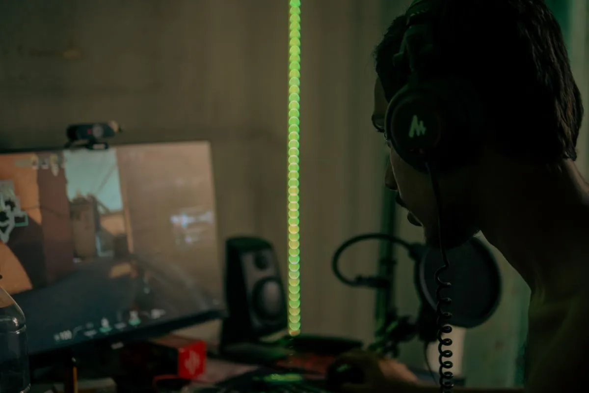 Gaming microphone on desk setup