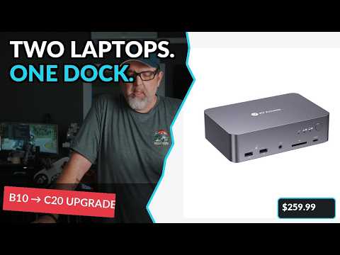 AV Access iDock C20 KVM dock connecting two laptops to one monitor and keyboard