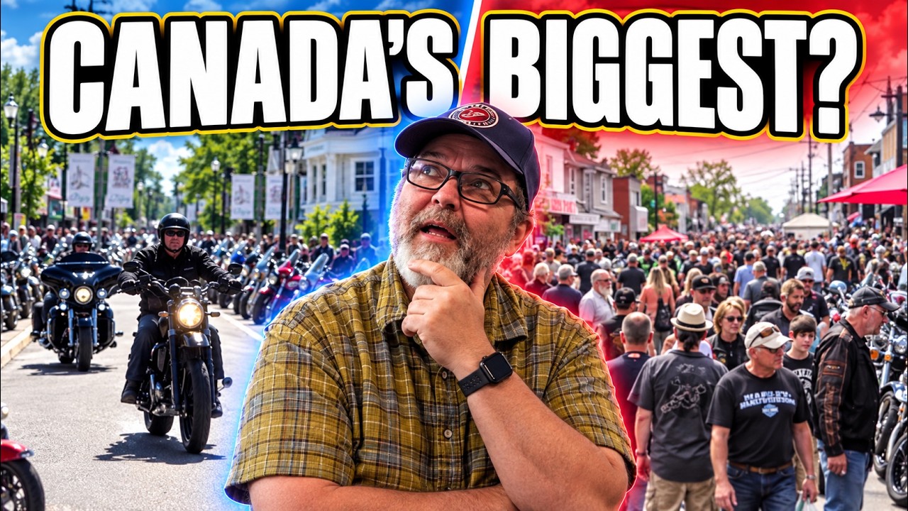 Motorcycle rally crowds and bikes at Port Dover and Wharf Rat Rally