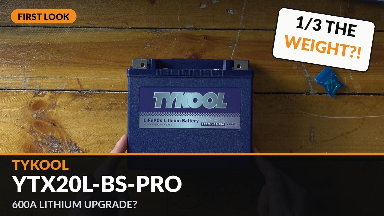 TYKOOL YTX20L-BS-PRO lithium motorcycle battery installed in a touring bike